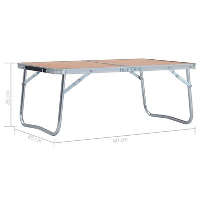 vidaXL Składany stolik turystyczny, brązowy, aluminiowy, 60x40 cm