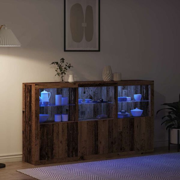 vidaXL Komoda LED Ze LED Lights Stare drewno 181,5 x 37 x 100 cm