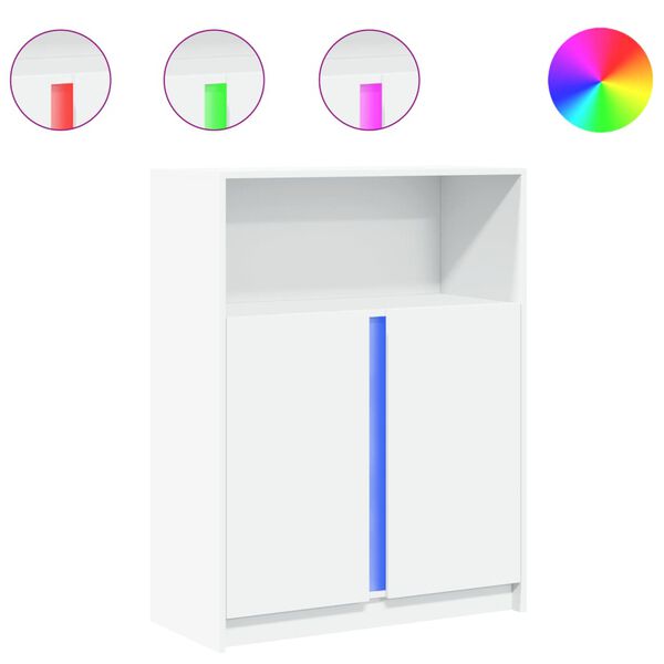 vidaXL Szafka z LED, biała, 77x34x100 cm, materiał drewnopochodny