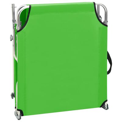 vidaXL Składany leżak z zadaszeniem, zielony, aluminium