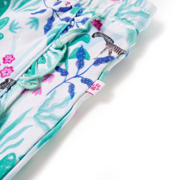 Szorty dziecięce ze sznurkiem, ecru i ciemna mięta, 128