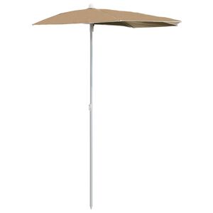 vidaXL P&oacute;łokrągły parasol ogrodowy na słupku, 180x90 cm, kolor taupe