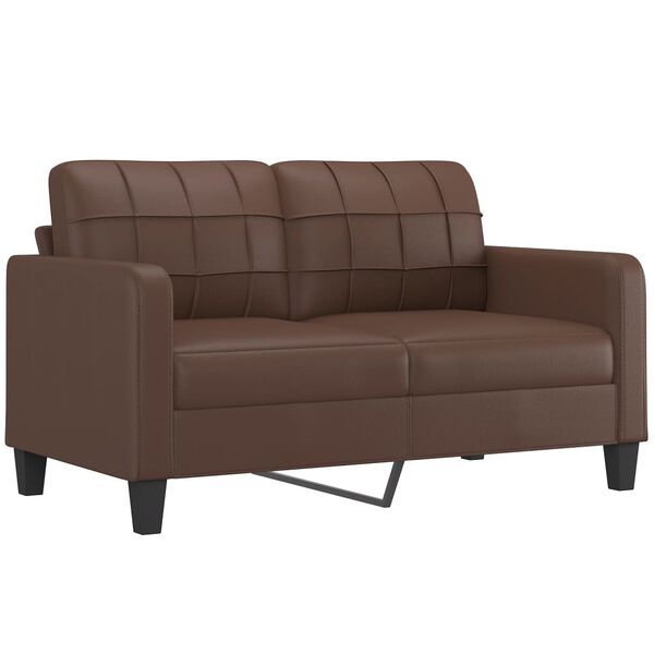 vidaXL 2-osobowa sofa z poduszkami, brązowa, 140 cm, sztuczna sk&oacute;ra