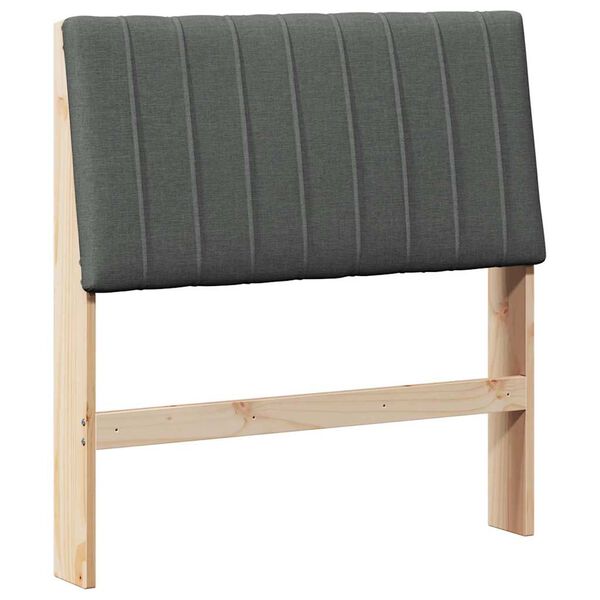 vidaXL Tapicerowane wezgłowie Ciemnoszary 90 cm Lite drewno sosnowe