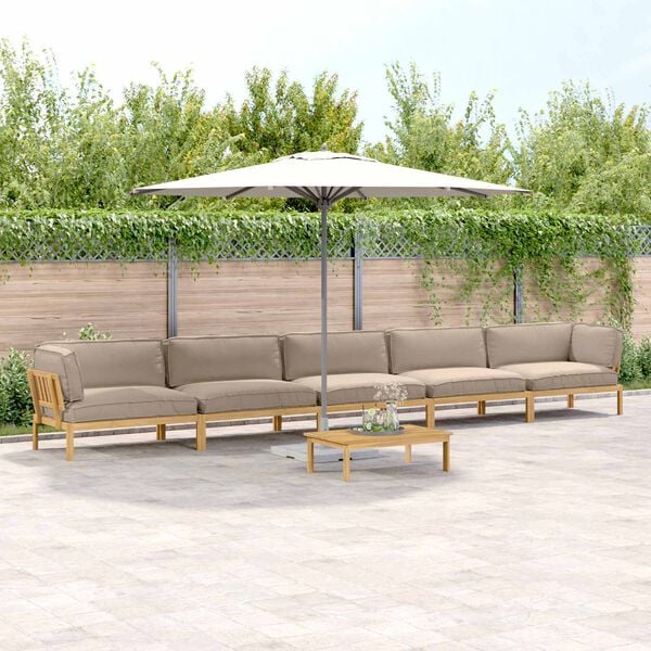 vidaXL Zestaw Sof z poduszką 6 pcs Ciemnoszary Lite Drewno Akacji