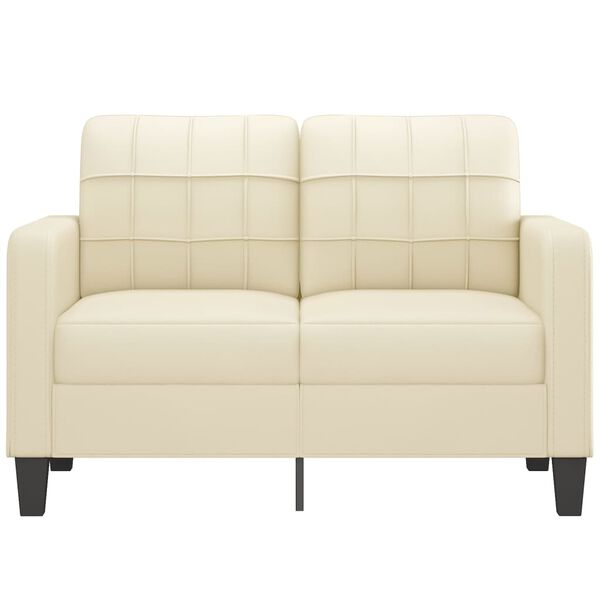 vidaXL 2-osobowa sofa, kremowy, 120 cm, sztuczna sk&oacute;ra