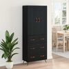 vidaXL Highboard Czarny Dąb 69,5 x 34 x 180 cm Materiał drewnopochodny