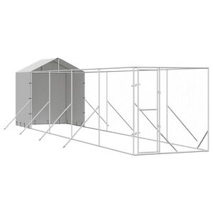 vidaXL Kojec dla psa, z dachem, srebrny, 2x10x2,5m, stal galwanizowana