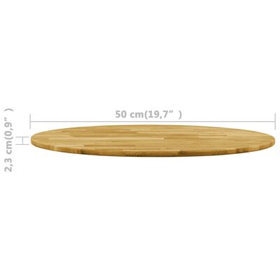 vidaXL Okrągły blat do stolika z litego drewna dębowego, 23 mm, 500 mm