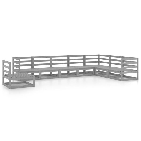 vidaXL 8-cz. zestaw mebli wypoczynkowych do ogrodu, szary, sosnowy