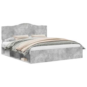 vidaXL Ramka ł&oacute;żka Betonowy szary 180 x 200 cm Lite drewno sosnowe