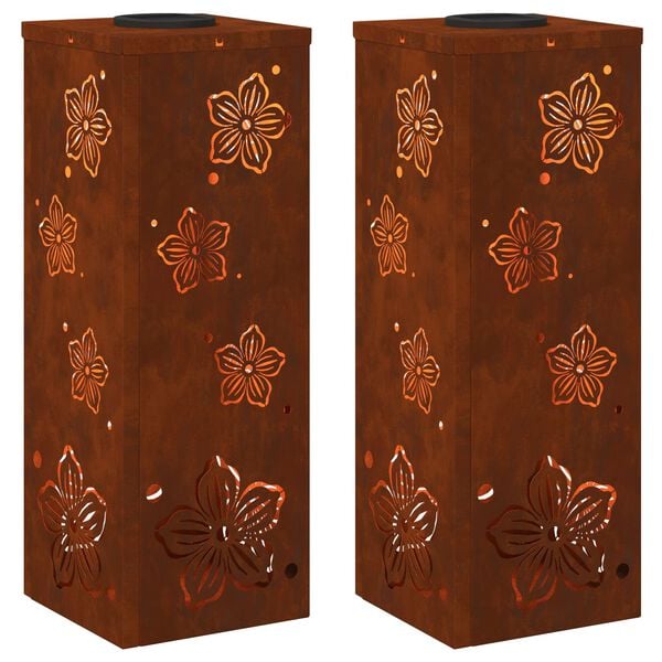 vidaXL Słoneczna LED lampa na ścieżkę 2 pcs Stal Corten Stal Corten