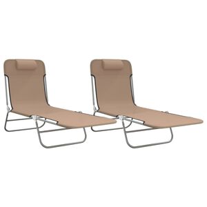 vidaXL Składane leżaki, 2 szt., kolor taupe, Textilene i stal