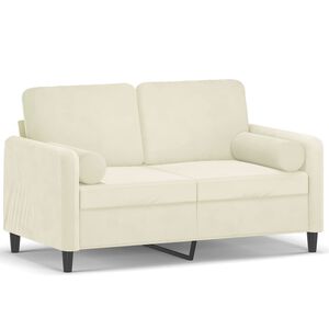 vidaXL 2-osobowa sofa z poduszkami, kremowa, 120 cm, aksamit