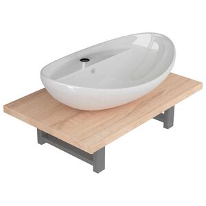 vidaXL Dwuczęściowy zestaw mebli do łazienki, ceramiczny, dębowy