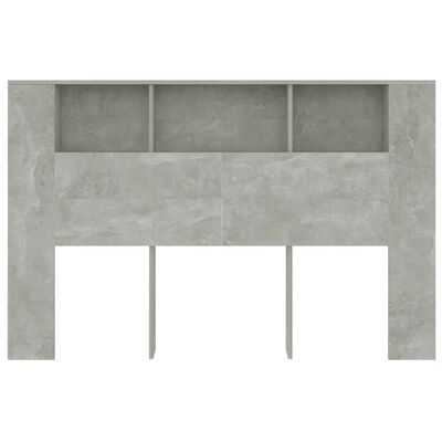 vidaXL Wezgłowie łóżka z półkami, szarość betonu, 160x18,5x104,5 cm