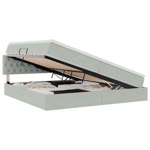 vidaXL Ł&oacute;żko z miejscem na przechowywanie i LED Jasnoszary Aksamit