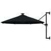 vidaXL Parasol ogrodowy z LED, ścienny, 300 cm, czarny
