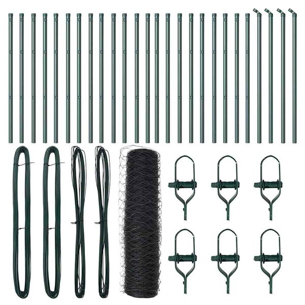 vidaXL Słupek ogrodzeniowy. Szary 50 x 0,5 m (siatka 36 mm) Stal i PVC