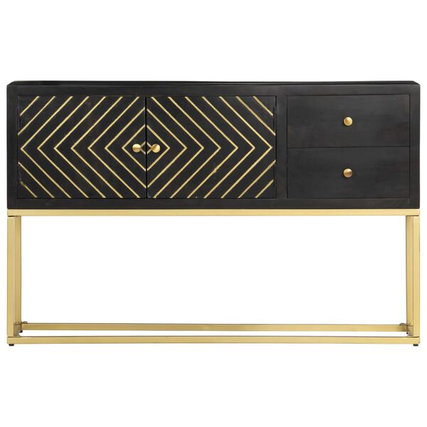 vidaXL Szafka, czarno-złota, 120x30x75 cm, lite drewno mango