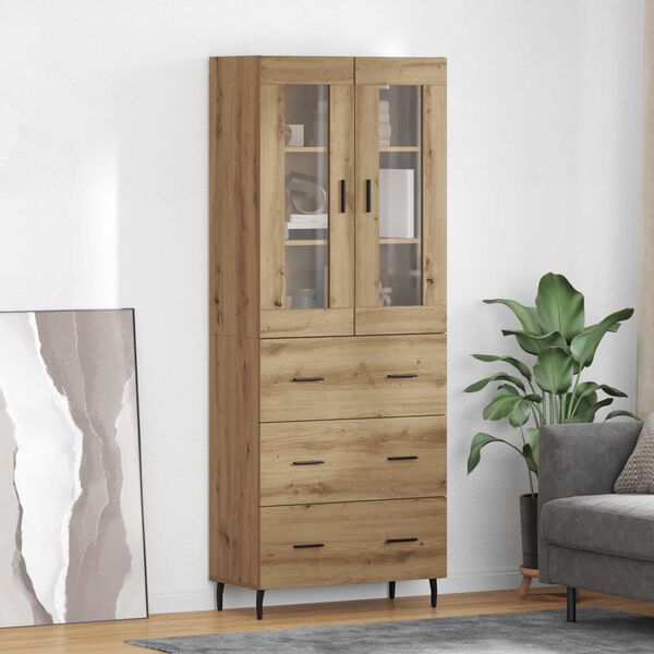 vidaXL Highboard 2 pcs Dąb rzemieślniczy Materiał drewnopochodny