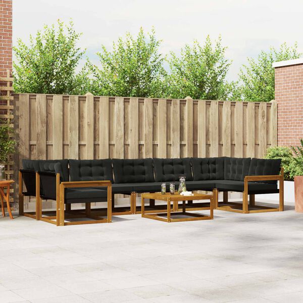 vidaXL Zestaw sof na zewnątrz z poduszką 8 pcs Naturalny i czarny
