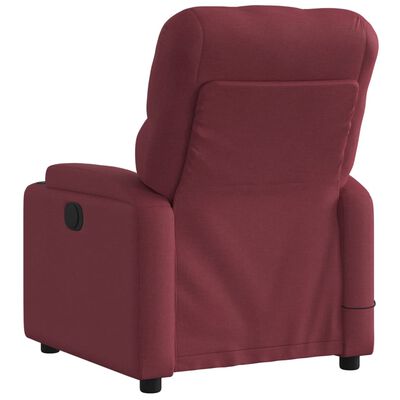 vidaXL Rozkładany fotel masujący, elektryczny, winna czerwień, tkanina