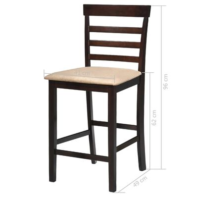 vidaXL Stół barowy i 4 krzesła, lite drewno, ciemnobrązowe
