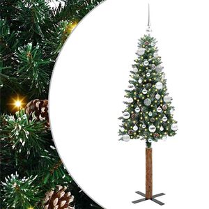 vidaXL Szczupła Choinka Zielony 150 cm PVC i lite drewno sosnowe