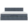 vidaXL Rama ł&oacute;żka otomana z materacem, szara, 200x200 cm, aksamit