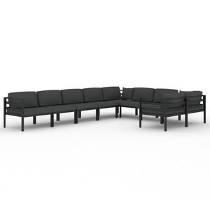 vidaXL 9-cz. zestaw mebli ogrodowych, poduszki, aluminium, antracyt