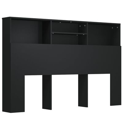 vidaXL Wezgłowie łóżka z półkami, czarne, 160x19x103,5 cm