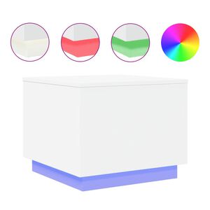 vidaXL Stolik kawowy z oświetleniem LED, biały, 50x50x40 cm