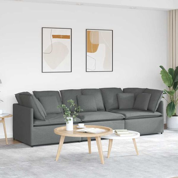 vidaXL Sofa modułowa z poduszkami Tkanina Ciemnoszara