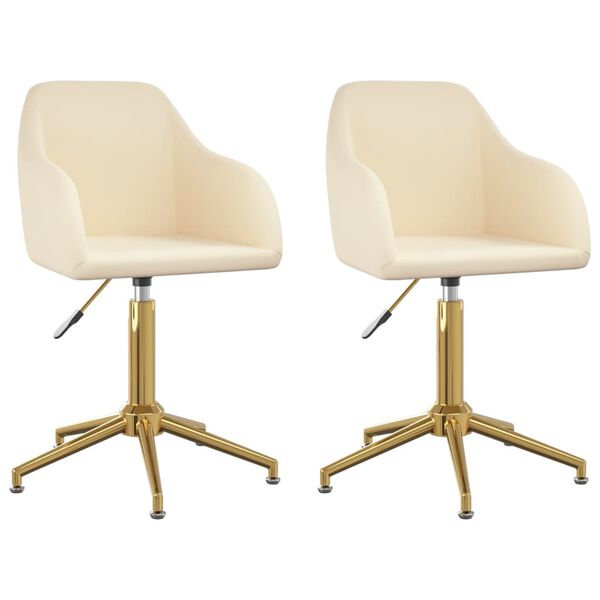 vidaXL Obrotowe krzesła stołowe, 2 szt., kremowe, aksamitne
