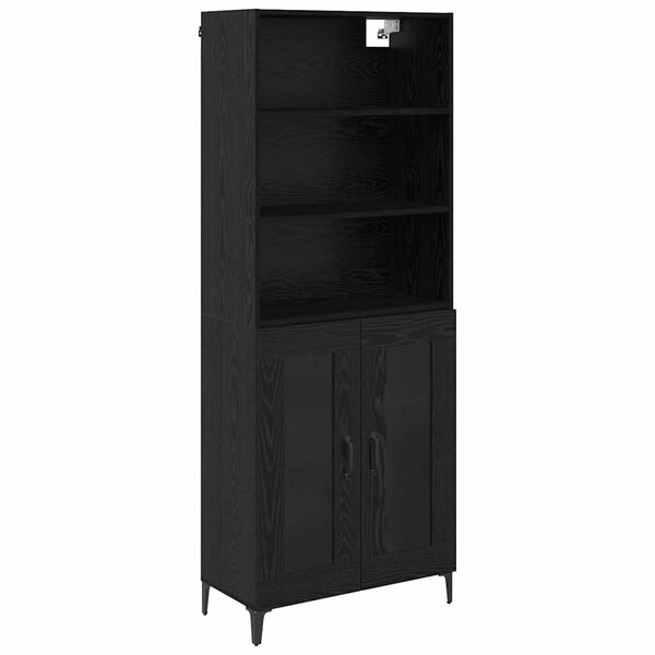 vidaXL Highboard Czarny Dąb 69,5 x 34 x 180 cm Materiał drewnopochodny