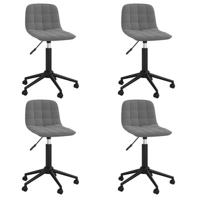 vidaXL Obrotowe krzesła stołowe, 4 szt., ciemnoszare, obite aksamitem