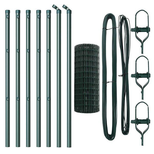 vidaXL Ogrodzenie z słupkiem Zielony 0,4 x 10 m Stal i PVC