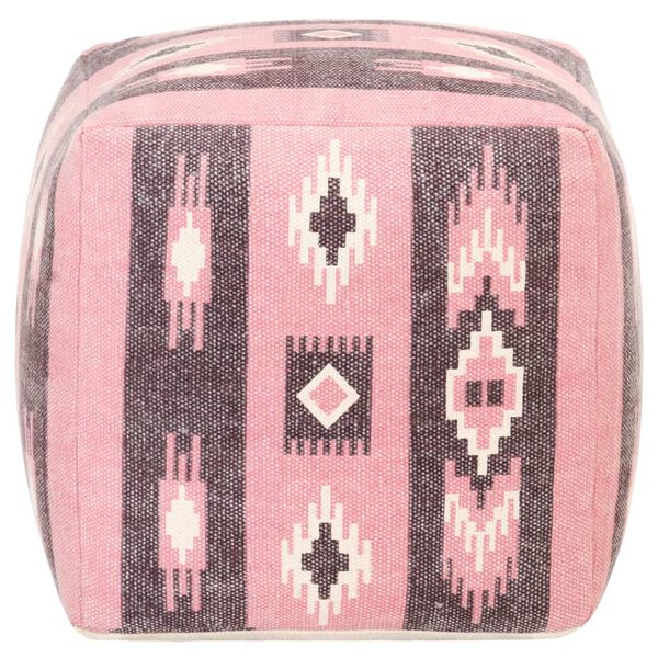 vidaXL Puf z nadrukiem, r&oacute;żowy, 45x45x45 cm, bawełna