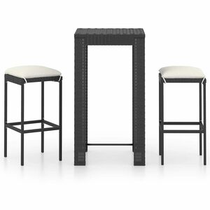 vidaXL 3-cz. zestaw mebli barowych z poduszkami, rattan PE, czarny