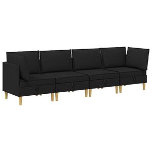 vidaXL Modularny Zestaw Sofy z Przechowalnią 4 szt. Czarny tkanina