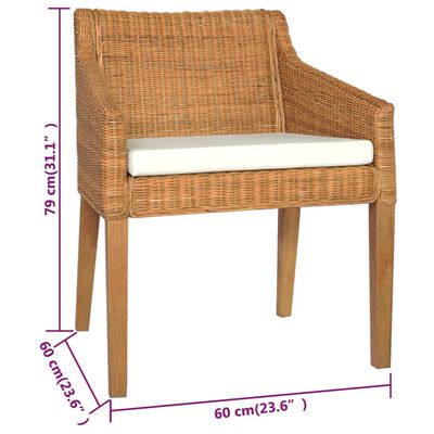 vidaXL Krzesła stołowe z poduszkami, 2 szt., jasny brąz, rattan