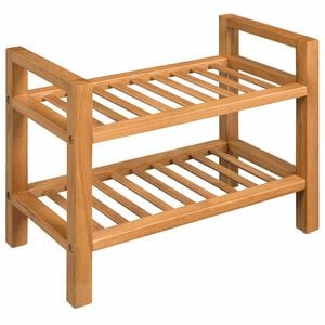 vidaXL Stojak na buty z 2 p&oacute;łkami, 50x27x40 cm, lite drewno dębowe