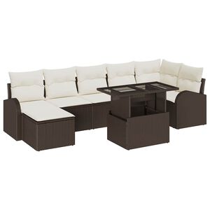 vidaXL Zestaw Sof na Ogr&oacute;d z poduszką 8 pcs Brązowy Polirattan