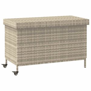 vidaXL Skrzynia ogrodowa z k&oacute;łkami, szara, 110x55x73 cm, polirattan
