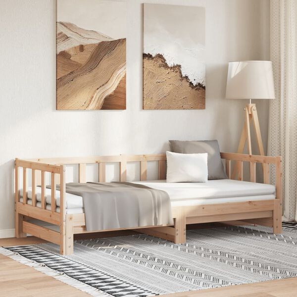 vidaXL Łóżko wysuwane, lite drewno sosnowe, 2x(90x200) cm