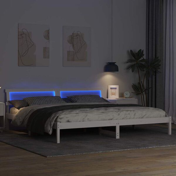 vidaXL Ramka ł&oacute;żka Z zagł&oacute;wkiem Biały 180 x 200 cm Lite drewno sosnowe