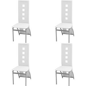 vidaXL Krzesła stołowe, 4 szt., białe, obite sztuczną sk&oacute;rą