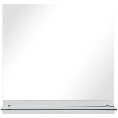 vidaXL Lustro ścienne z półką, 60x60 cm, hartowane szkło