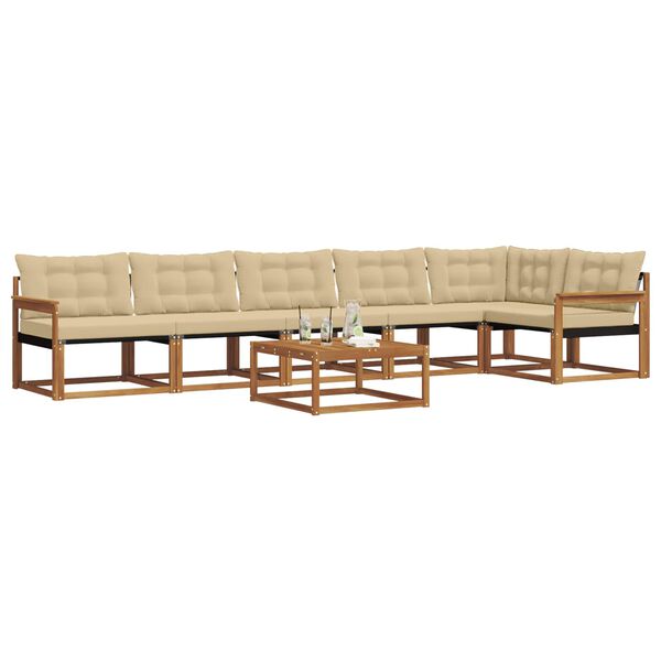 vidaXL Zestaw sof na zewnątrz z poduszką 7 pcs Naturalny i Beżowy